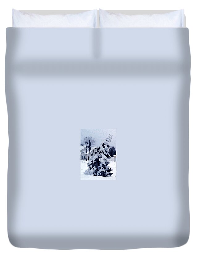 Snowy Tree Duvet Cover featuring the digital art Whoville by Lynellen Nielsen