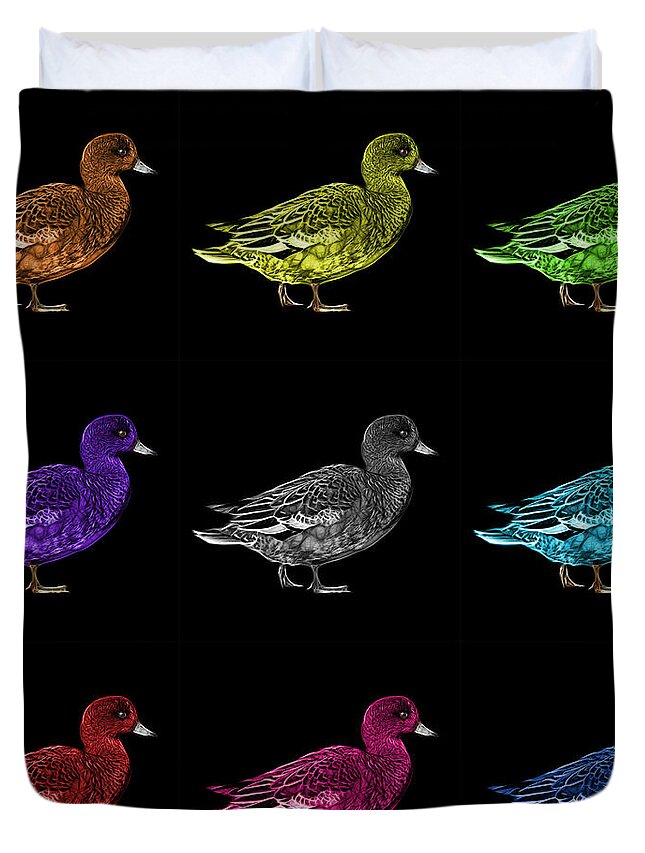 American Wigeon Duvet Cover featuring the mixed media Wigeon Art Pop Art - 7415 - BB - M by James Ahn