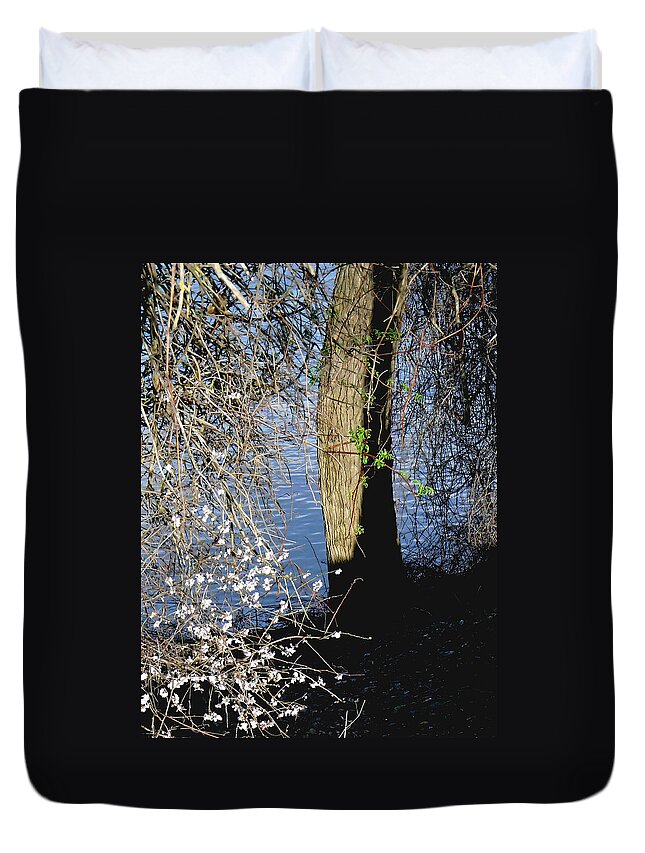 Cherry Duvet Cover featuring the photograph Wild Cherry Tree on the Sacramento River by Pamela Patch