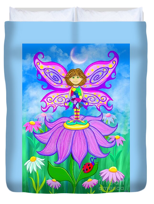 Fairy Duvet Cover featuring the painting Wild Flower Fairy by Nick Gustafson