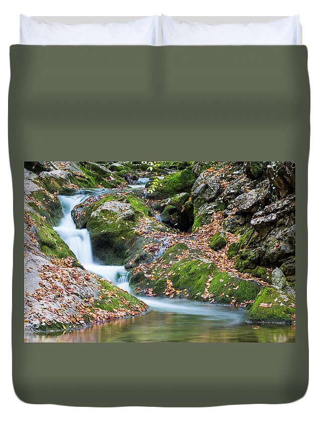 Extreme Terrain Duvet Cover featuring the photograph Wild Forest Stream by Verybigalex