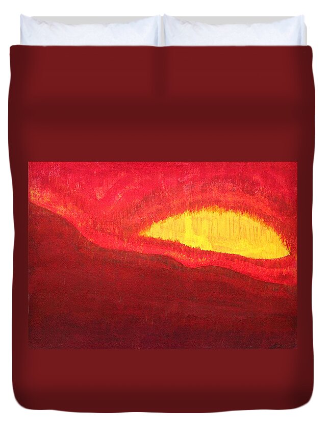 Fire Duvet Cover featuring the painting Wildfire Eye original painting by Sol Luckman