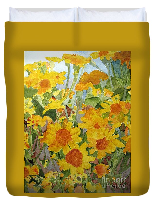 Wildflower Duvet Cover featuring the painting Wildflower Volunteers by Sandy McIntire