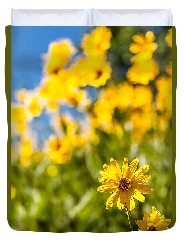 Flowers Duvet Cover featuring the photograph Wildflowers Standing Out Abstract by Chad Dutson