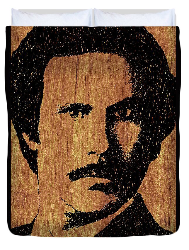 Anchorman Duvet Cover featuring the painting Will Ferrell Anchorman Ron Burgundy On Simulated Simulated Wood by Tony Rubino