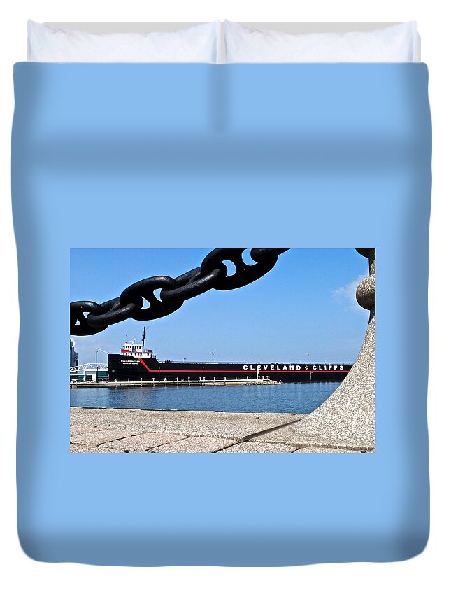 Ship Duvet Cover featuring the photograph William G Mather #2 by Frozen in Time Fine Art Photography