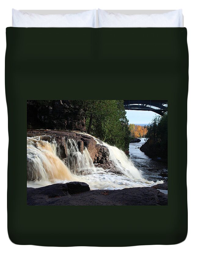 Jim Duvet Cover featuring the photograph Winding Falls by James Peterson