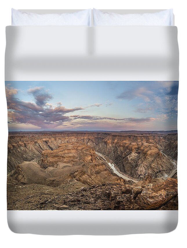 Vincent Grafhorst Duvet Cover featuring the photograph Winding Fish River Canyon And Desert by Vincent Grafhorst