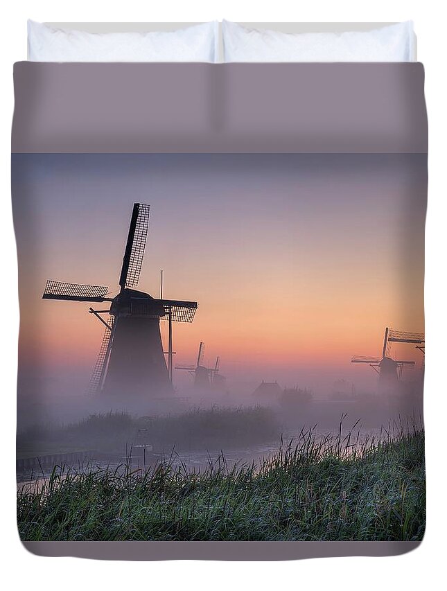 Scenics Duvet Cover featuring the photograph Windmills Of Kinderdijk by (c) Frank Kehren P H O T O G R A P H Y