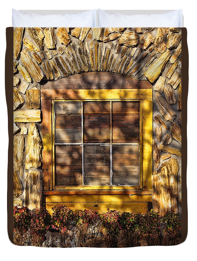 Window Duvet Cover featuring the photograph Window at Babe's Chicken by Kathy Churchman