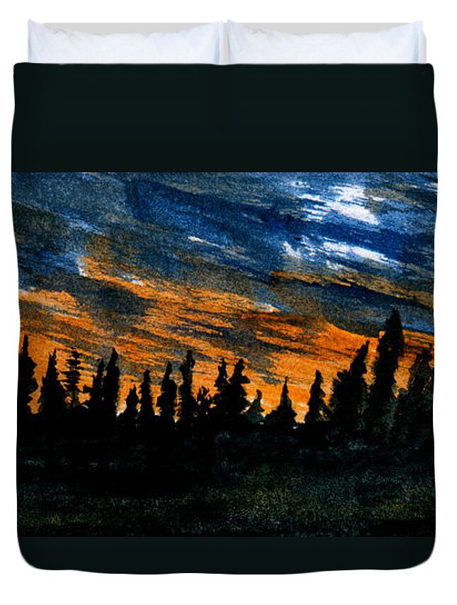 Cold Duvet Cover featuring the painting Windstorm at Dusk by R Kyllo