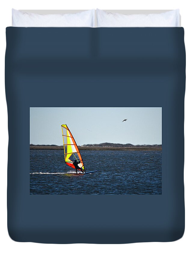 Windsurfing Duvet Cover featuring the photograph Windsurfing by Sandi OReilly
