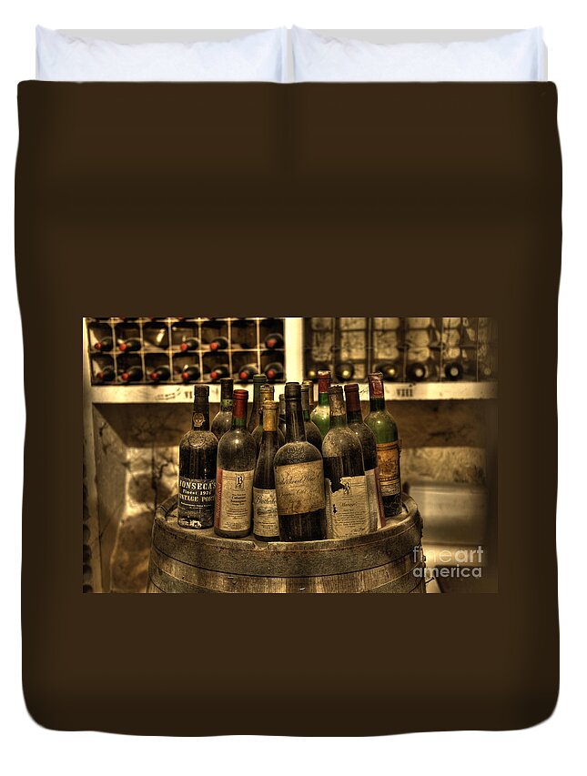 Wine Bottles Duvet Cover featuring the photograph Wine Bottles by Nicki McManus