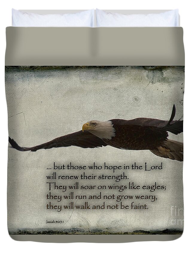 Bible Verse Duvet Cover featuring the photograph Wings Like Eagles by David Arment