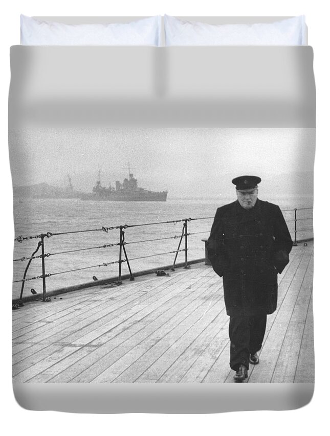 Churchill Duvet Cover featuring the photograph Winston Churchill by English Photographer