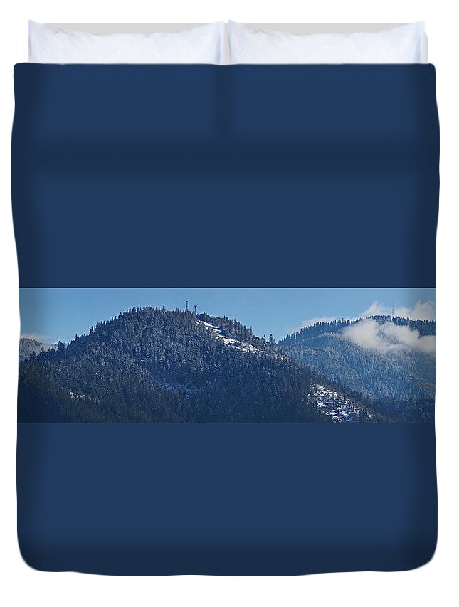 Panorama Duvet Cover featuring the photograph Winter and Mt Baldy Panorama by Mick Anderson