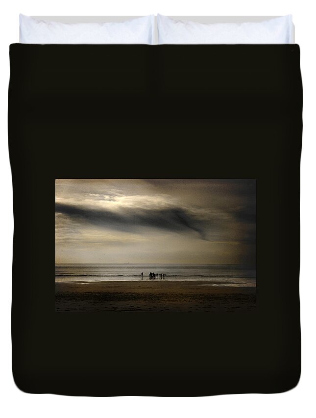 Beach Duvet Cover featuring the photograph Winter beach by Steve Ball