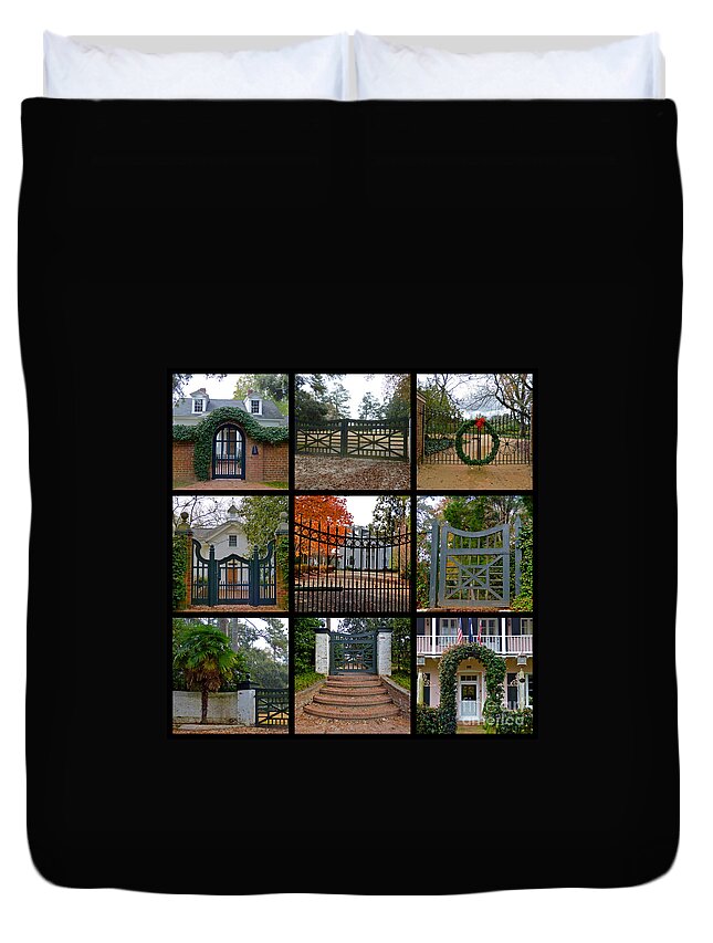 Gate Duvet Cover featuring the photograph Winter Colony Gates by Jean Wright