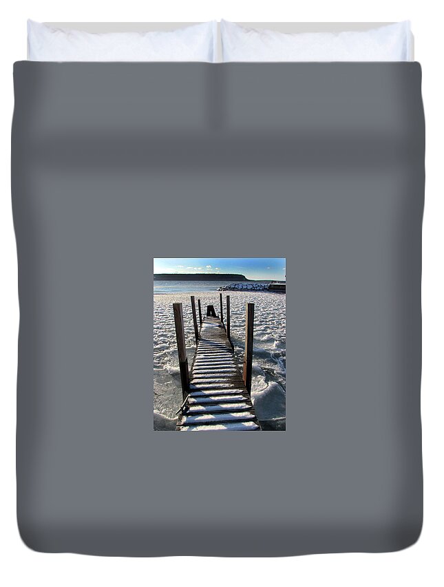 Winter Duvet Cover featuring the photograph Winter Dock by David T Wilkinson