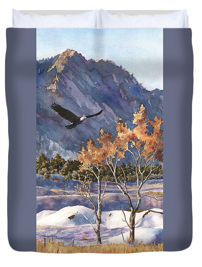 Colorado Rocky Mountain Painting Duvet Cover featuring the painting Winter Drift by Anne Gifford