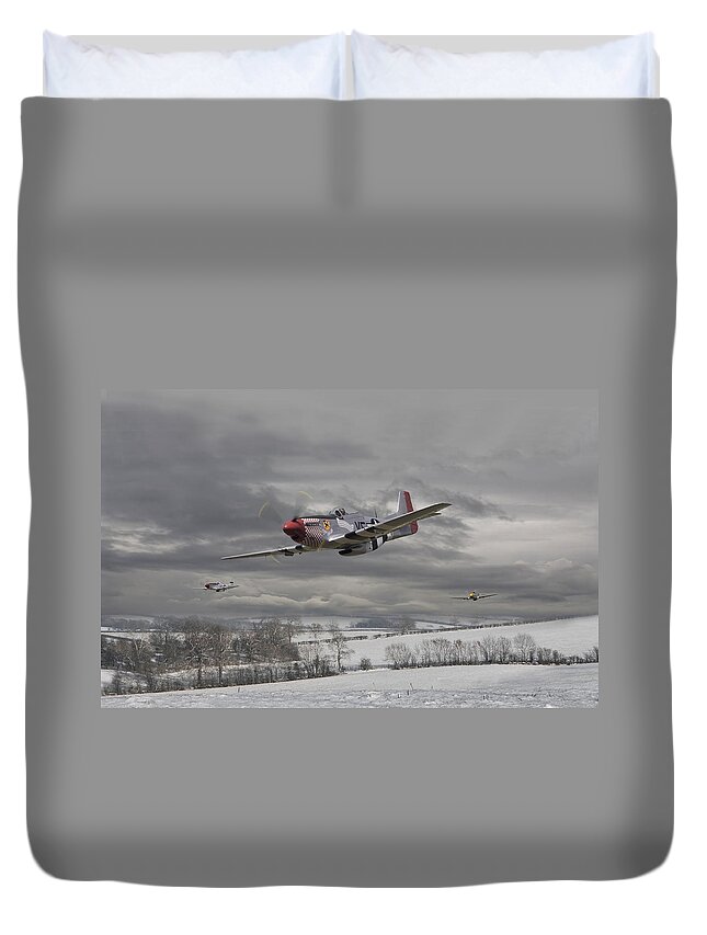 Aircraft Duvet Cover featuring the digital art Winter Freedom by Pat Speirs
