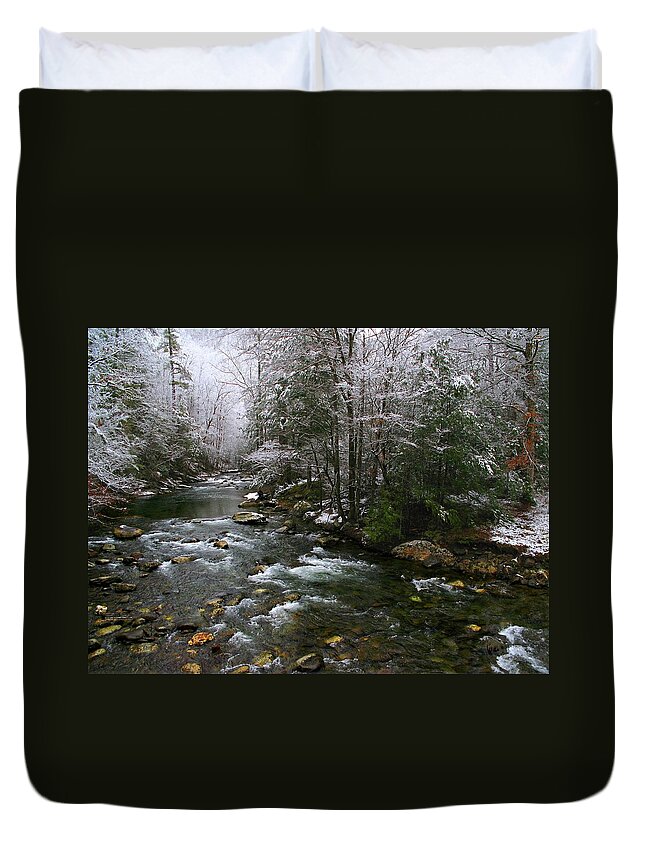 Smoky Mountain Stream Duvet Cover featuring the photograph Winter Fresh by Michael Eingle