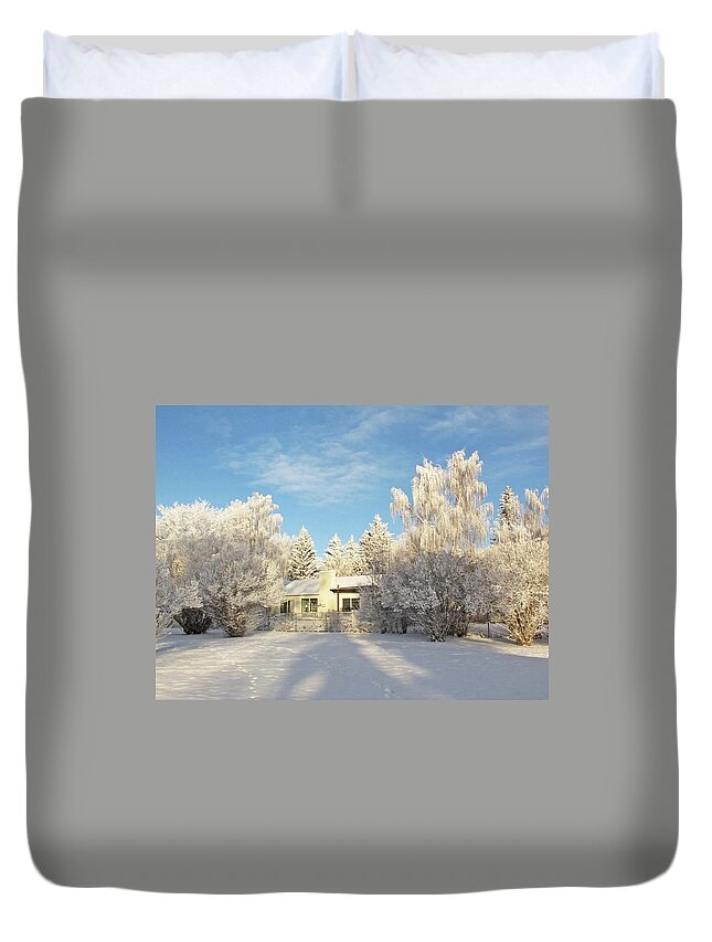 Tranquility Duvet Cover featuring the photograph Winter Frost by Jan Lyall Photography