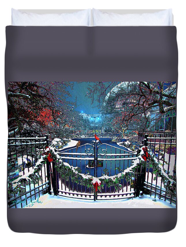 Winter Art Duvet Cover featuring the digital art Winter Garden by Michael Rucker