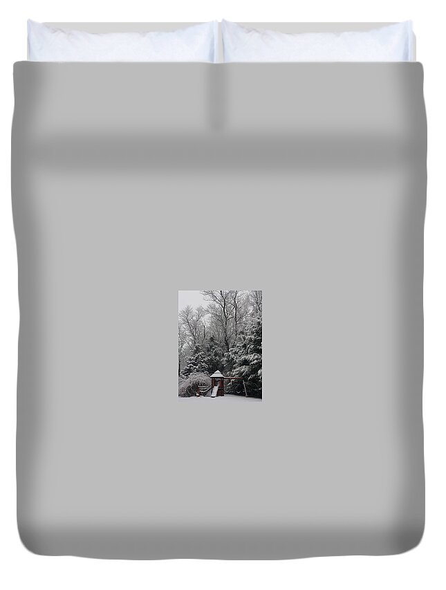 Winter Duvet Cover featuring the photograph Winter In Swing by Dani McEvoy
