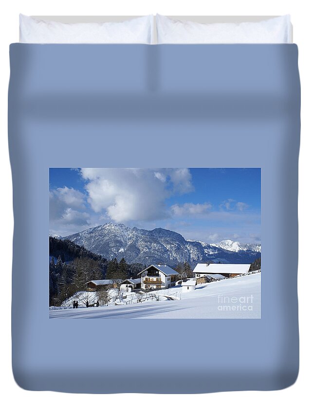 Prott Duvet Cover featuring the photograph winter in the Bavarian alps 1 by Rudi Prott