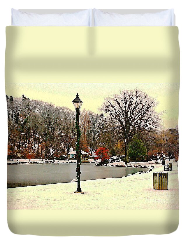 Binney Park Duvet Cover featuring the photograph Winter In The Park by Judy Palkimas