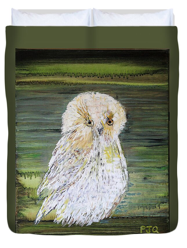 Snowy Owl Duvet Cover featuring the photograph Harry's Owl by PJQandFriends Photography