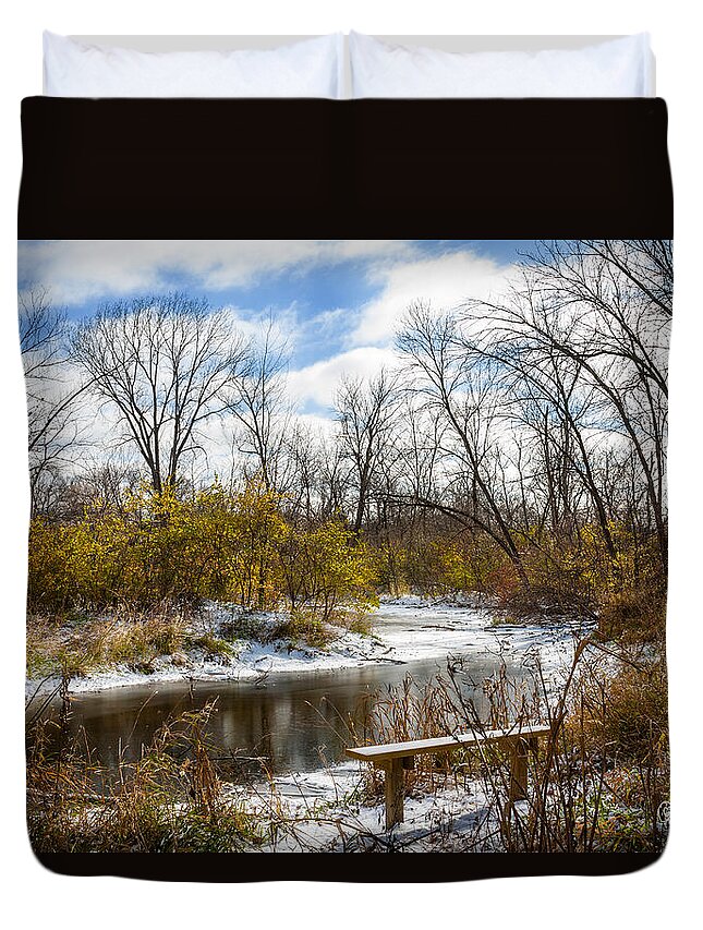 Winter Scene Duvet Cover featuring the photograph Winter Oxbow by Ed Peterson