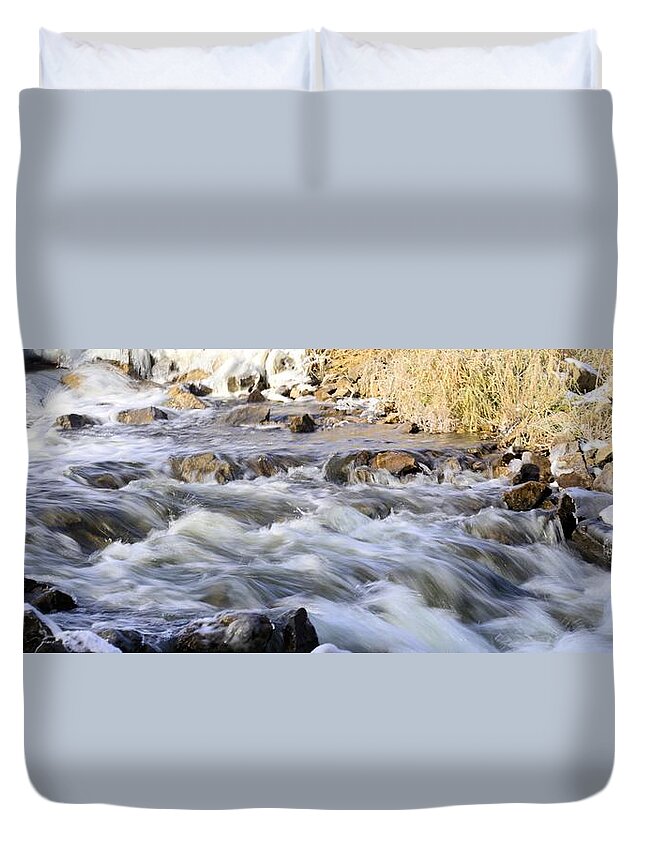 Water Duvet Cover featuring the photograph Winter Rapids by Bonfire Photography