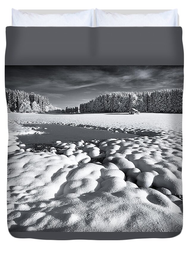 Winter Duvet Cover featuring the photograph Winter Retreat by Dominique Dubied