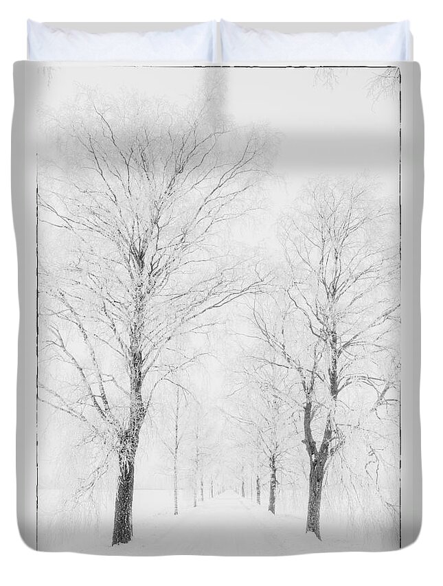 Art Duvet Cover featuring the photograph Winter road by Veikko Suikkanen