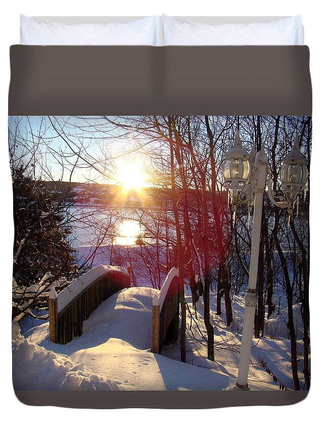 Lamp Duvet Cover featuring the photograph Winter Scene by Zinvolle Art