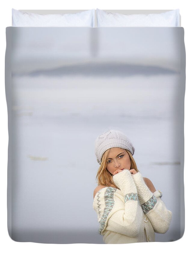 Alone Duvet Cover featuring the photograph Winter Sonata by Evelina Kremsdorf