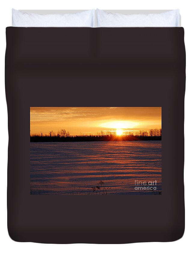 Photography Duvet Cover featuring the photograph Winter Sunrise by Larry Ricker