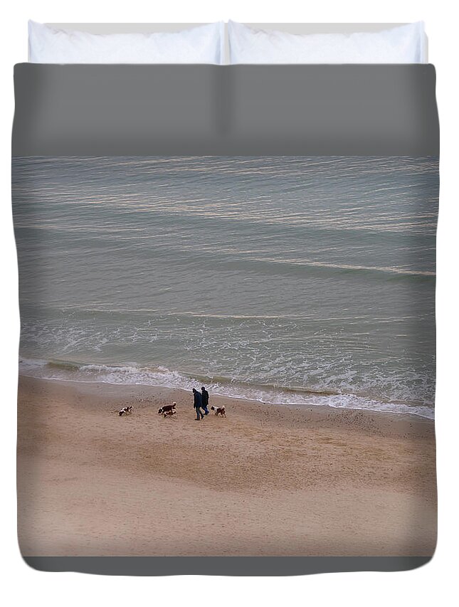 Pets Duvet Cover featuring the photograph Winter Walk by Kathy Collins
