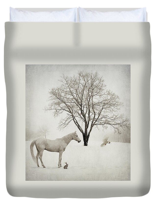 Horse Duvet Cover featuring the photograph Winter Wishes by Laura Palazzolo