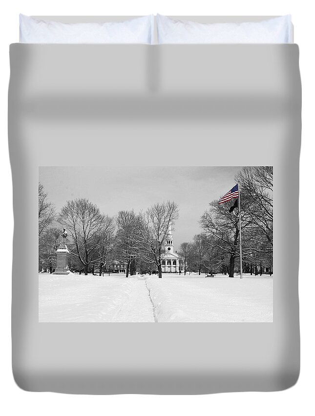Guilford Green Duvet Cover featuring the photograph Winter's Coming by Catie Canetti