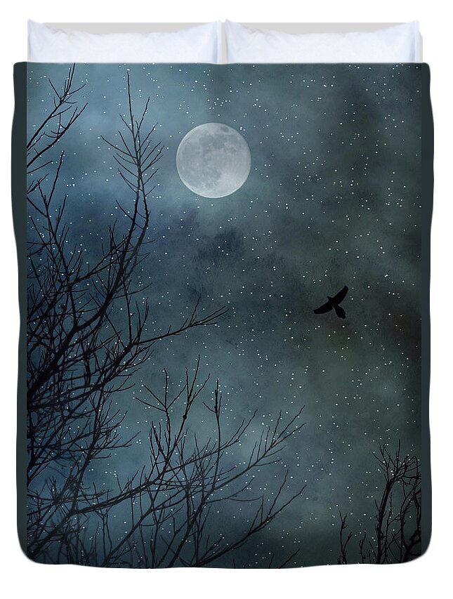 Moon Duvet Cover featuring the photograph Winter's Silence by Trish Mistric