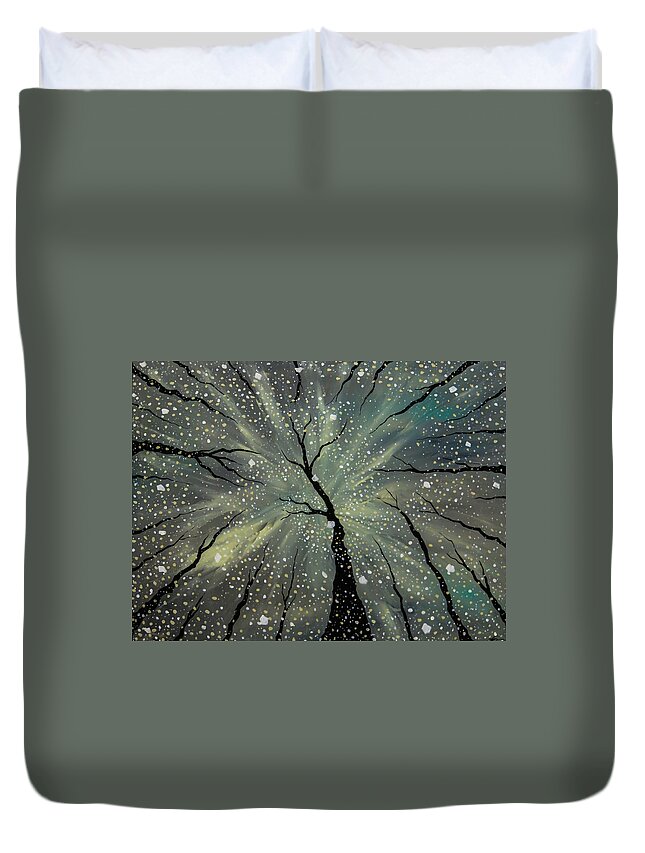 Trees Duvet Cover featuring the painting Winter's Spell by Joel Tesch