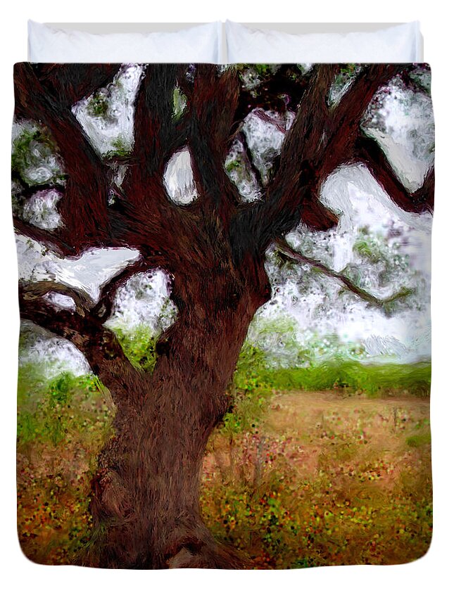 Tree Duvet Cover featuring the painting Wise Old Tree by Daniel Adams by Daniel Adams