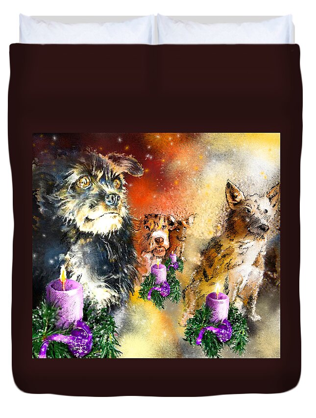 Advent Art Duvet Cover featuring the painting Wishing You a Blessed Advent by Miki De Goodaboom
