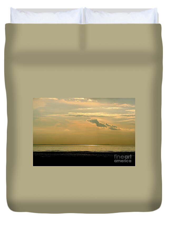 Sunset Duvet Cover featuring the photograph Wispy sunset by Jim Gillen