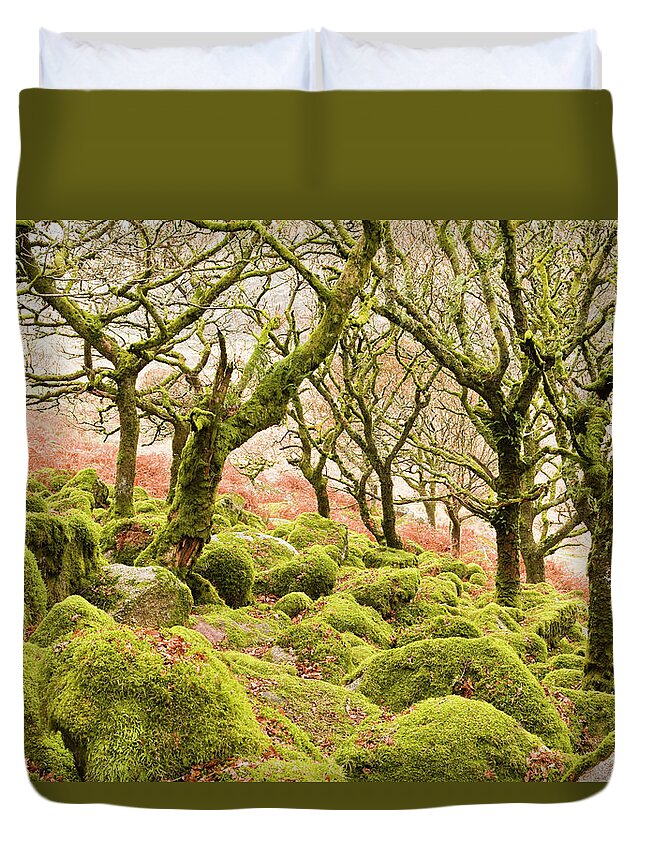 Tranquility Duvet Cover featuring the photograph Wistmans Wood In Dartmoor National Park by Julian Elliott Photography