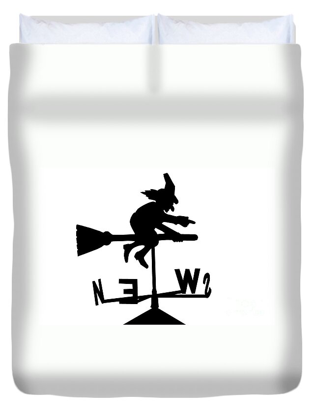 Witchcraft Duvet Cover featuring the photograph Witch on a broomstick by Simon Bratt
