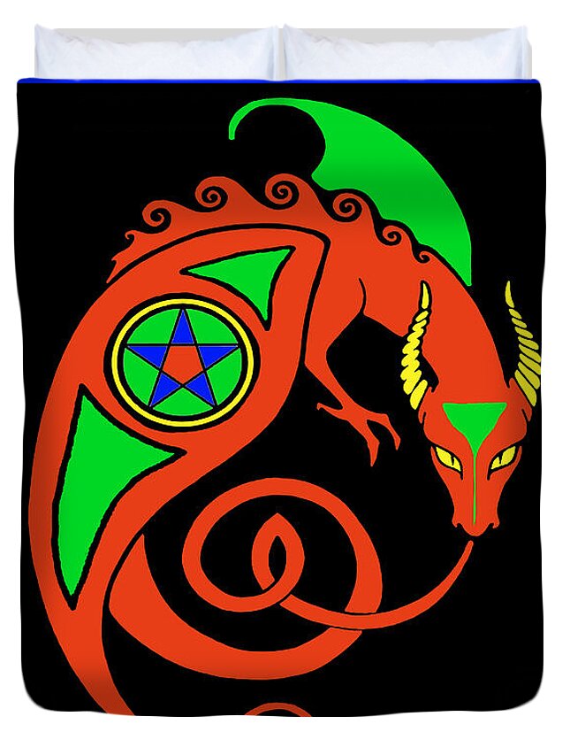 Mystical Duvet Cover featuring the digital art Witches Dragon by Vagabond Folk Art - Virginia Vivier